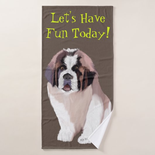 Laten we vandaag even vegen, St. Bernard Puppy Sty Bad Handdoek (Badhanddoek)