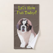 Laten we vandaag even vegen, St. Bernard Puppy Sty Bad Handdoek (Handdoek)