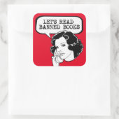 Laten we verboden boeken lezen Retro Vierkante Sticker (Tas)