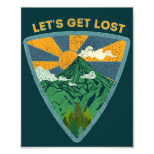 Laten we verdwalen vintage wandelen foto afdruk