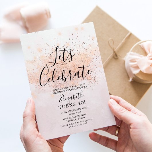 Laten we verjaardag glitter uitnodiging vieren