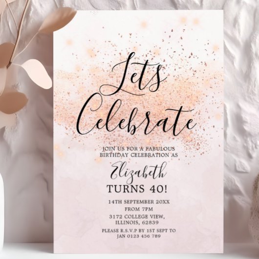 Laten we verjaardag glitter uitnodiging vieren