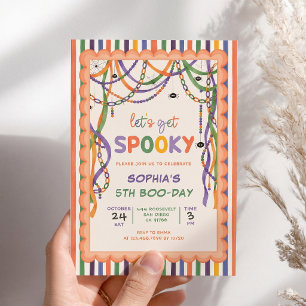 Laten we Verjaardag Spooky Kleurrijk Halloween Vie Kaart