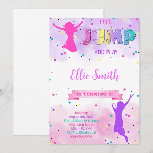 Laten we verjaardagsuitnodiging springen kaart (Voorkant / Achterkant)