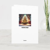 Laten we verlicht grappige kerstboom kaart (Achterkant)