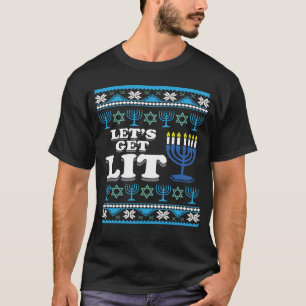 Laten we verlicht Joodse lelijke Chanoeka Kerstmis T-shirt