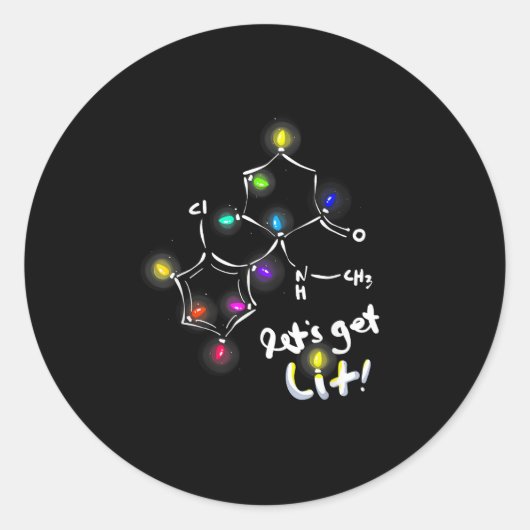Laten we verlicht kerst ketamine te krijgen ronde sticker (Voorkant)