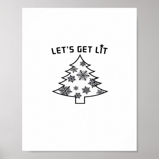 Laten we verlicht kerstboom vakantie verlichting E Poster (Voorkant)