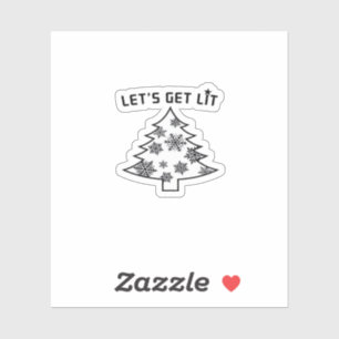 Laten we verlicht kerstboom vakantie verlichting E Sticker