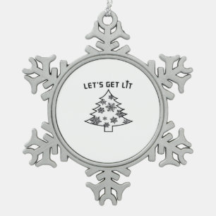 Laten we verlicht kerstboom vakantie verlichting E Tin Sneeuwvlok Ornament