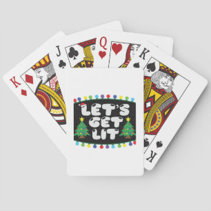 Laten we verlicht kerstboom vrolijke grappige grap pokerkaarten