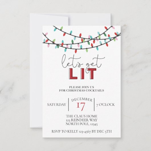 Laten we verlicht kerstcocktail Friendsmas Party Kaart (Voorkant)