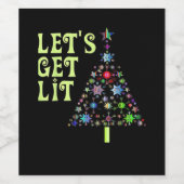 Laten we verlicht Kerstmis Grappig Ontwerp Wijn Etiket (Enkel label)