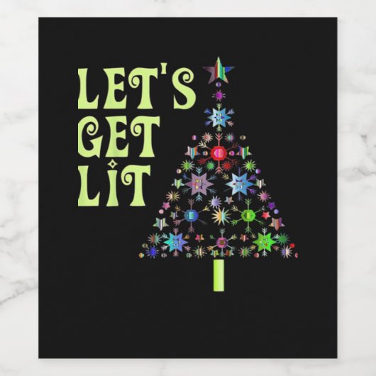 Laten we verlicht Kerstmis Grappig Ontwerp Wijn Etiket (Enkel label)