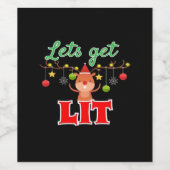 Laten we verlicht kerstrendier grappig wijn etiket (Enkel label)