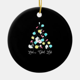 Laten we verlicht kerstvakantie lichten grappige w keramisch ornament