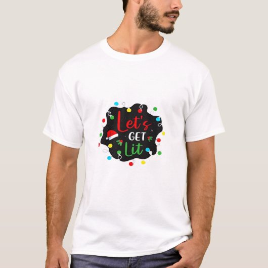 Laten we verlicht kerstverlichting Drink Santa Ess T-shirt (Voorkant)