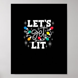 Laten we verlicht kerstverlichting Grappige Retro Poster