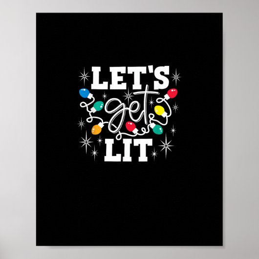Laten we verlicht kerstverlichting Grappige Retro Poster (Voorkant)