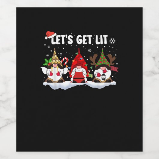 Laten we verlicht krijgen Grappige kerstverlichtin Wijn Etiket (Enkel label)