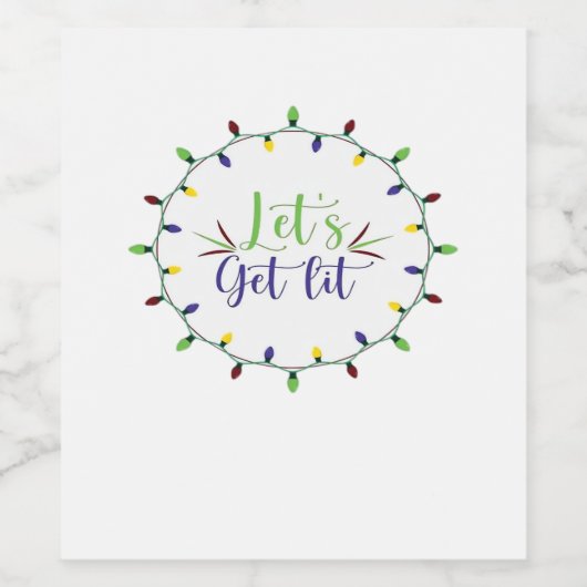 Laten we verlicht krijgen Grappige kerstverlichtin Wijn Etiket (Enkel label)