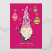 Laten we verlicht krijgen Leuke Bright Gnome kerst Folie Feestdagenkaart (Voorkant)