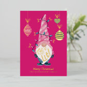 Laten we verlicht krijgen Leuke Bright Gnome kerst Folie Feestdagenkaart (Staand Voorkant)