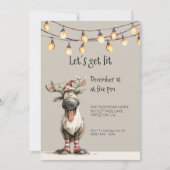 Laten we verlicht leuk rendier feestdagen feest kaart (Voorkant)