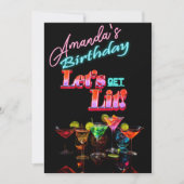 Laten we verlicht neon cocktail verjaardag kaart (Voorkant)