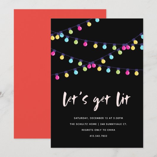 Laten we verlicht nieuwjaarsfeest uitnodigen kaart (Voorkant / Achterkant)