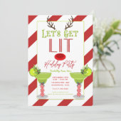 Laten we verlicht rendier vakantie cocktail party  kaart (Staand voorkant)