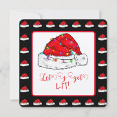 Laten we verlicht Santa Hat Strings of Lights Kaart (Voorkant)