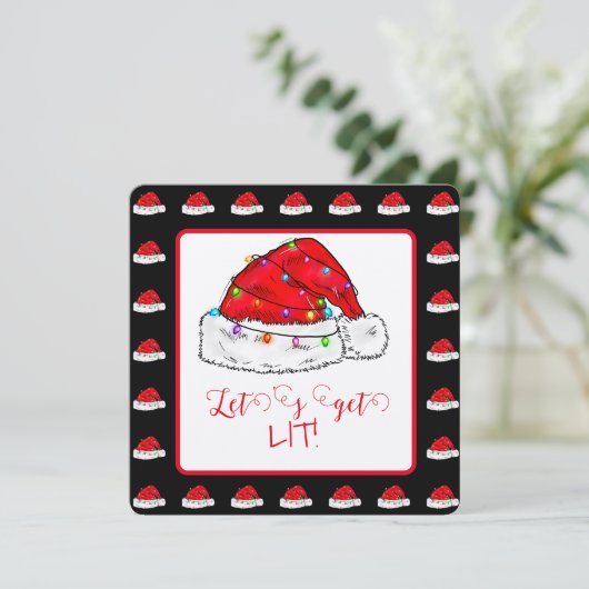 Laten we verlicht Santa Hat Strings of Lights Kaart (Staand voorkant)