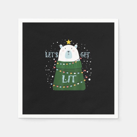 Laten we verlicht Schattige Beer kerstpyjama's Servet (Voorkant)