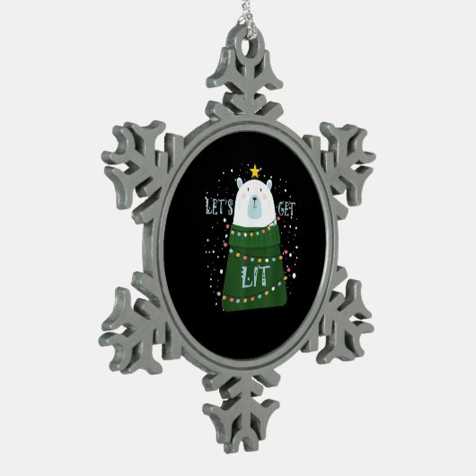 Laten we verlicht Schattige Beer kerstpyjama's Tin Sneeuwvlok Ornament (Links)
