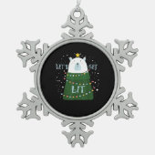 Laten we verlicht Schattige Beer kerstpyjama's Tin Sneeuwvlok Ornament (Voorkant)