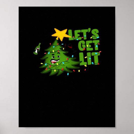 Laten we verlicht tipsy kerstboom grappig essentië poster (Voorkant)