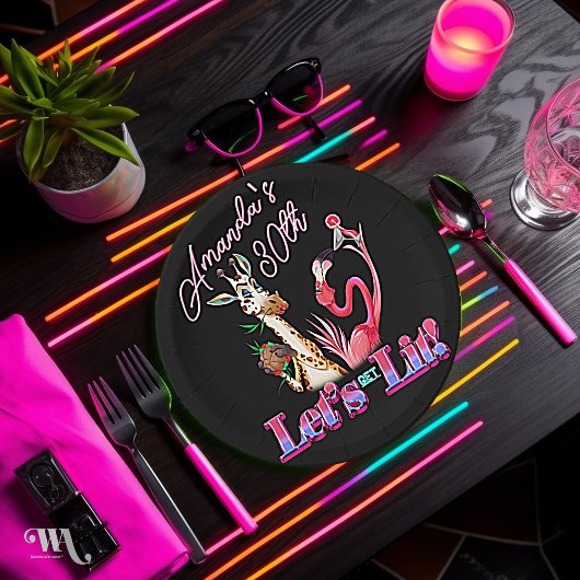 Laten we verlicht volwassen cocktail verjaardag papieren bordje