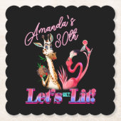 Laten we verlicht volwassen neon cocktail verjaard kartonnen onderzetters (Voorkant)