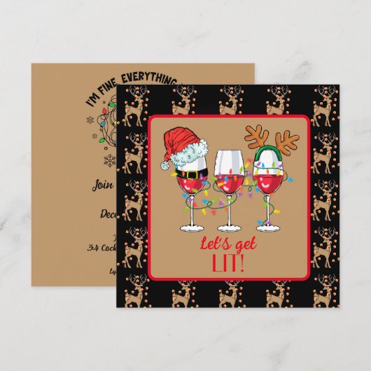 Laten we verlichte kerst cocktail uitnodiging (Voorkant / Achterkant)