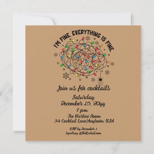 Laten we verlichte kerst cocktail uitnodiging (Achterkant)