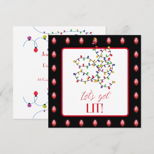 Laten we verlichte kerst cocktail uitnodiging (Voorkant / Achterkant)