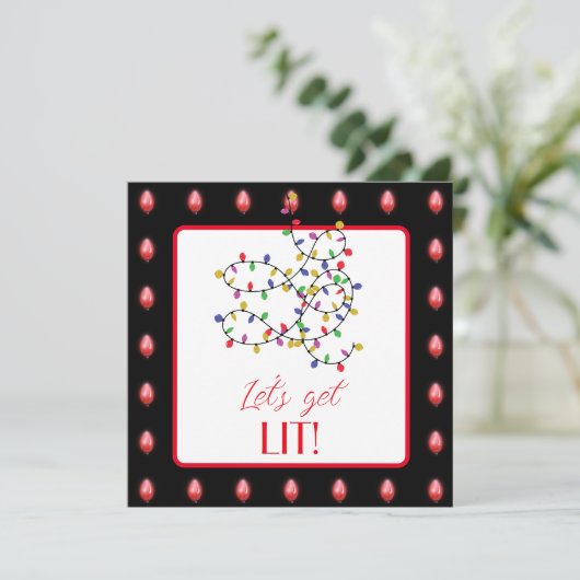 Laten we verlichte kerst cocktail uitnodiging (Staand voorkant)