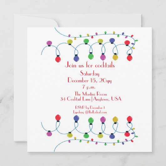 Laten we verlichte kerst cocktail uitnodiging (Achterkant)