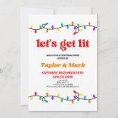 Laten we verlichte kerstverlichting Retro feestdag Kaart (Voorkant)