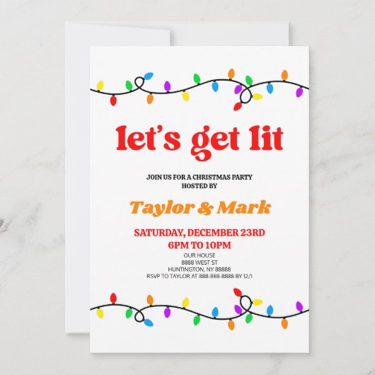 Laten we verlichte kerstverlichting Retro feestdag Kaart (Voorkant)