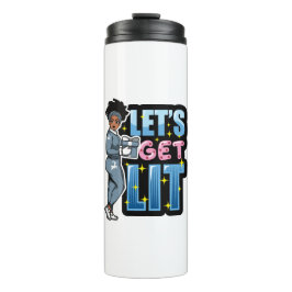 Laten we verlichte zwarte vrouwen kerst drink sist thermosbeker