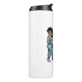 Laten we verlichte zwarte vrouwen kerst drink sist thermosbeker (Gedraaid links)