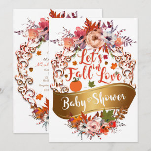 Laten we Verliefd Worden Herfst Bloemen BABY SHOWE Kaart