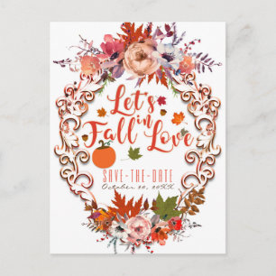 Laten we verliefd worden Herfst Bloemen Bewaar de Aankondigingskaart